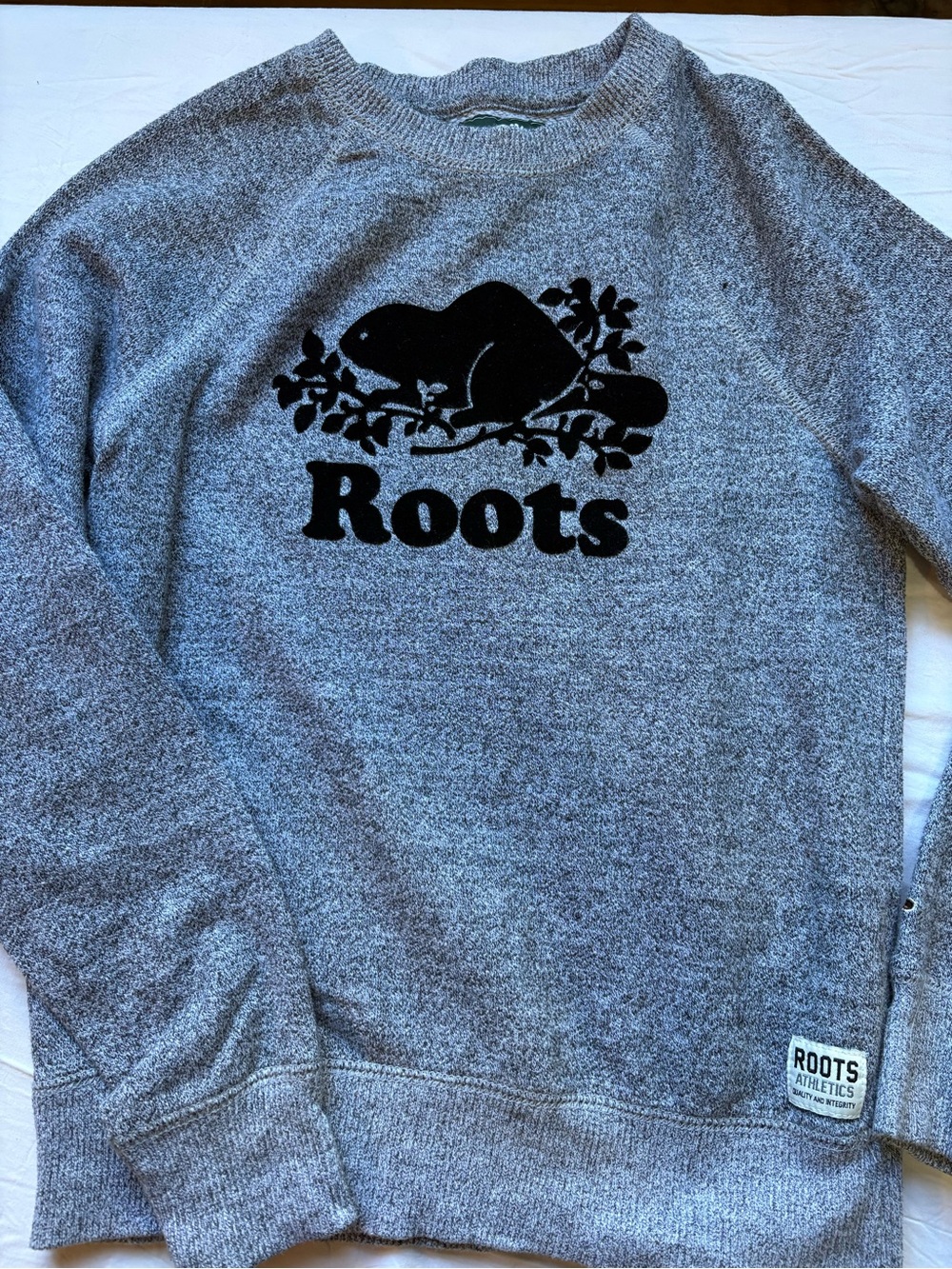 Roots Gray Crewneck with Black Beaver Logo